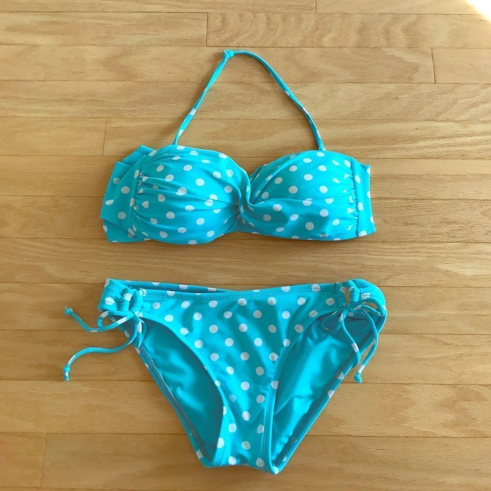 Polka dot bikini aqua